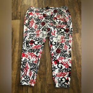 Mens fresh prints of bel air XXXXL 4xl pants stretch twill red black white king